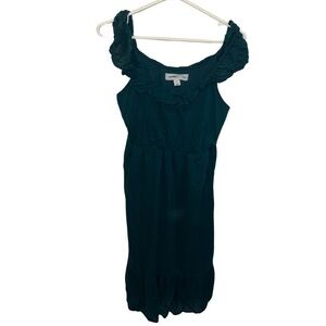 Old Navy Blue Green Ruched Midi Dress